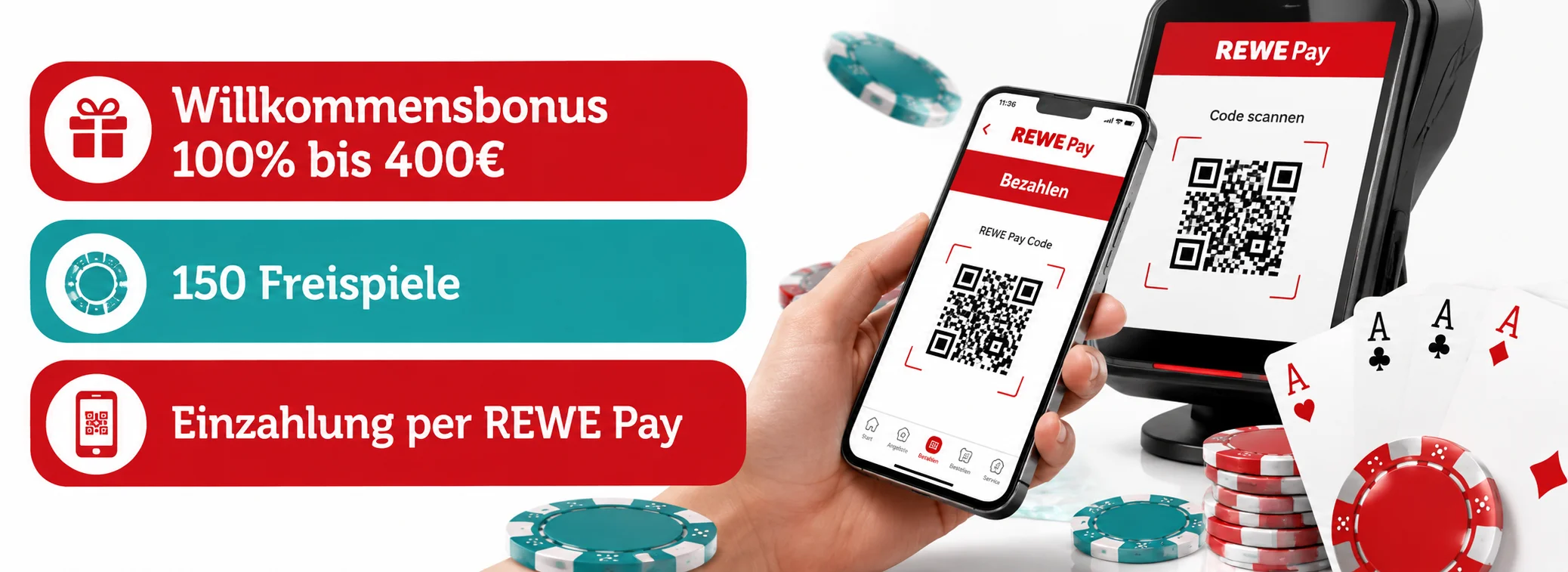 Willkommensbonus im REWE Casino: 100 % bis 400 € plus 150 Freispiele auf Legacy of Dead